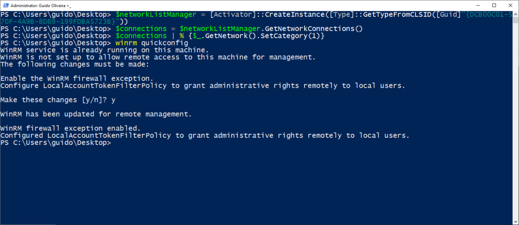 Erro ao tentar habilitar o Powershell Remoting